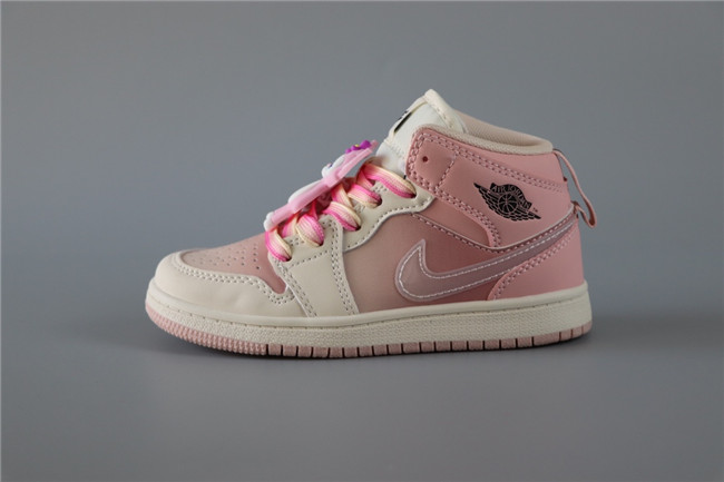 Youth Running Weapon Air Jordan 1 Pink/Cream Shoes 0103